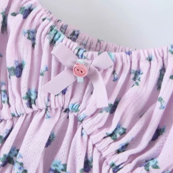 2 Piece Set Lilac Pointelle Shorts & Crop Top - Picture 9 of 15